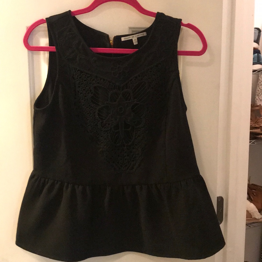 Black detailed peplum top